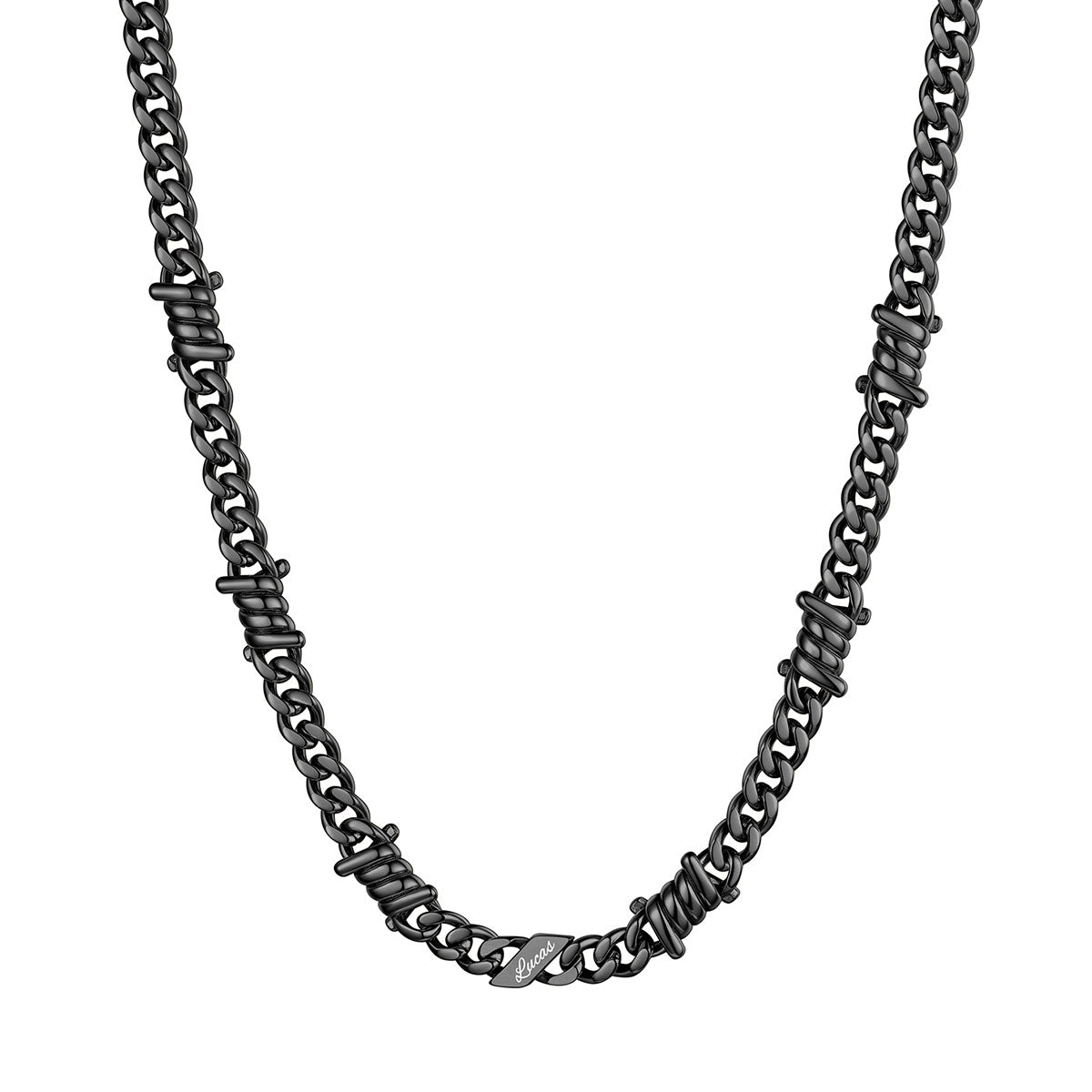 Personalized 1 Names Barbed Wire Cuban Link Necklace 7mm