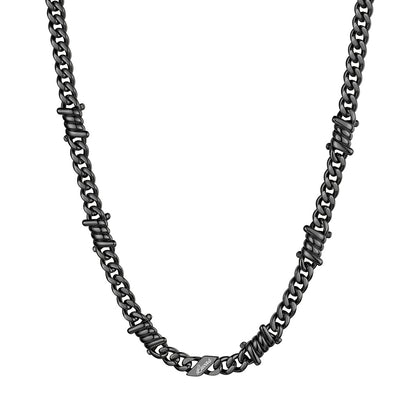 Personalized 1 Names Barbed Wire Cuban Link Necklace 7mm