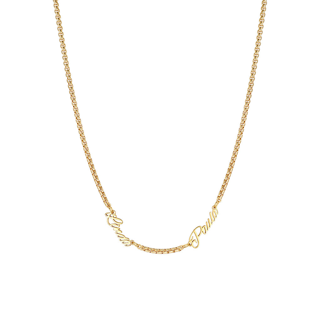 Personalized 2 Name Rolo Chain Necklace Gold Plated