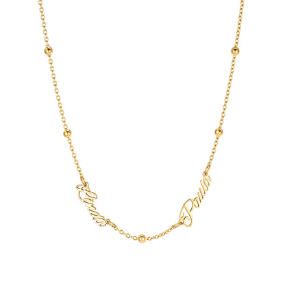 Personalized 2 Nameplate Necklace Gold Plated