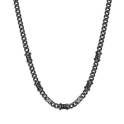 Personalized 2 Names Barbed Wire Cuban Link Necklace 5mm