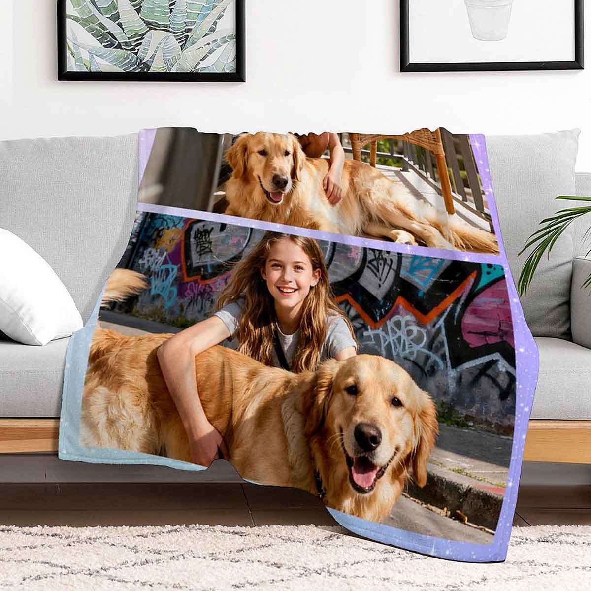 Personalized 2 Photos Blanket 