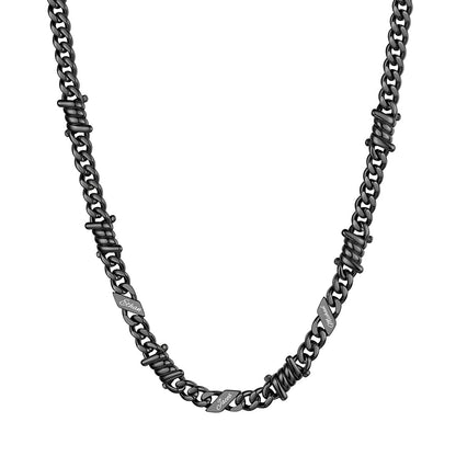 Personalized 3 Names Barbed Wire Cuban Link Necklace 7mm