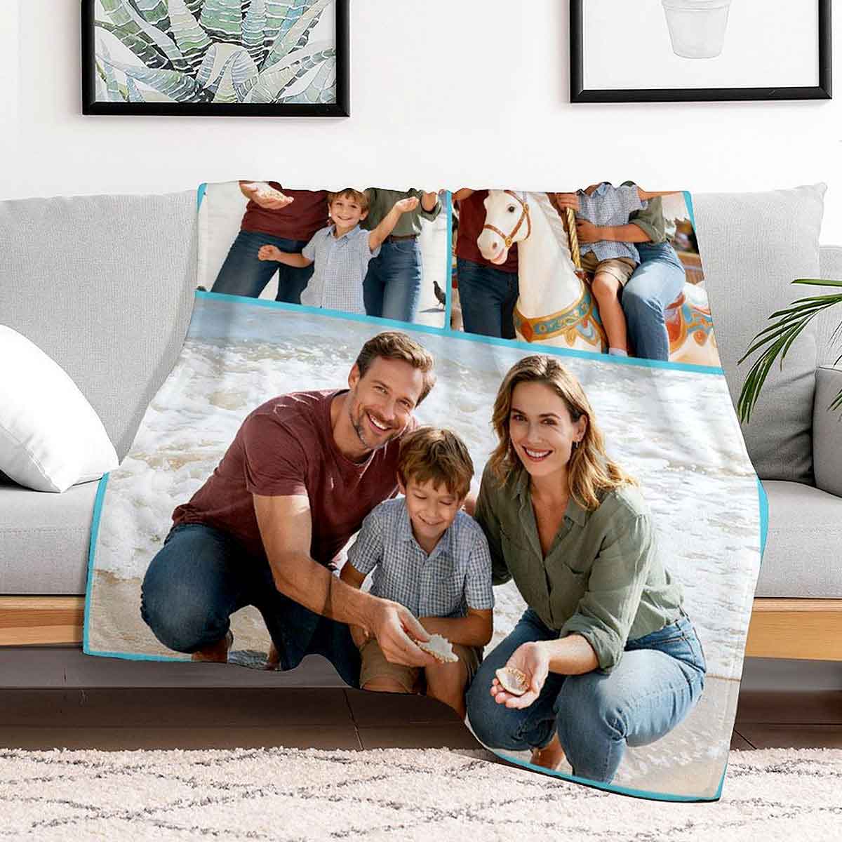 Personalized 3 Photos Blanket 