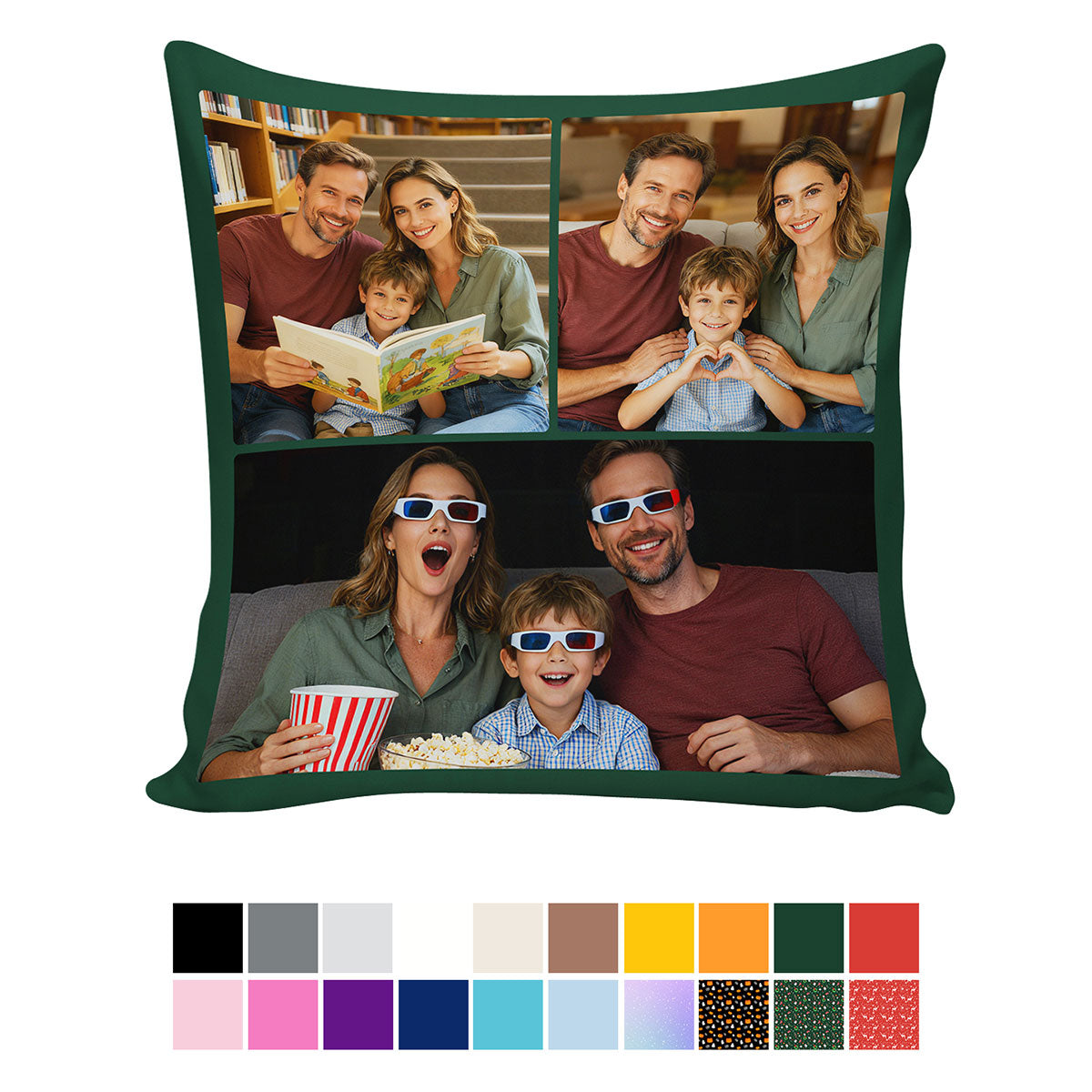 Personalized 3 Photos Throw Pillow