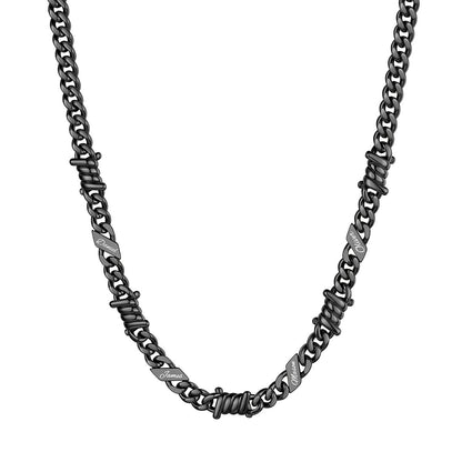 Personalized 4 Names Barbed Wire Cuban Link Necklace 7mm