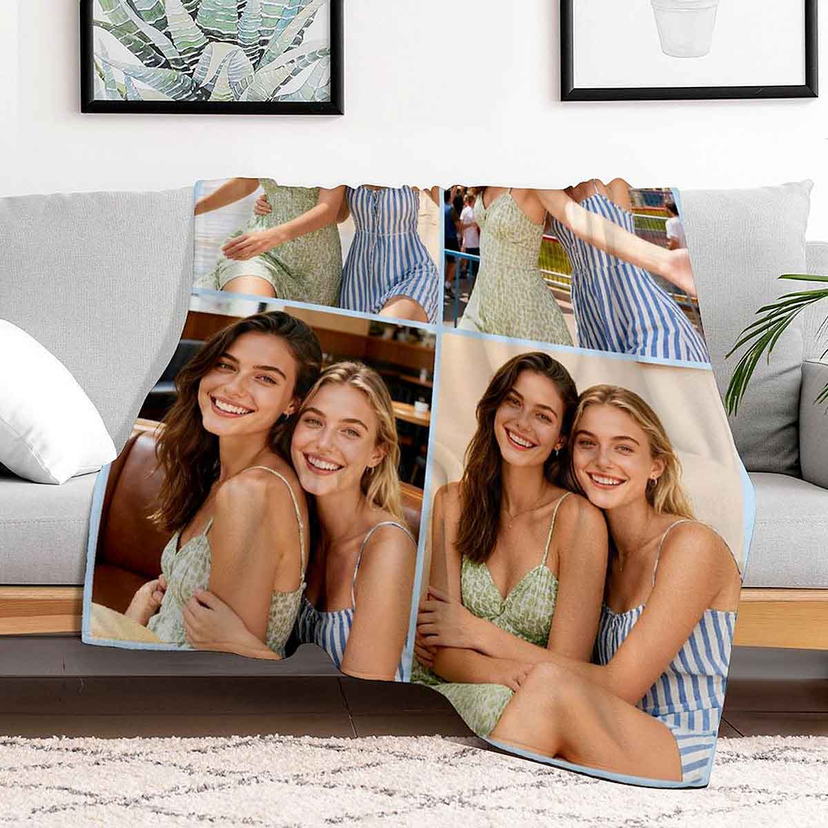 Personalized 4 Photos Blanket 