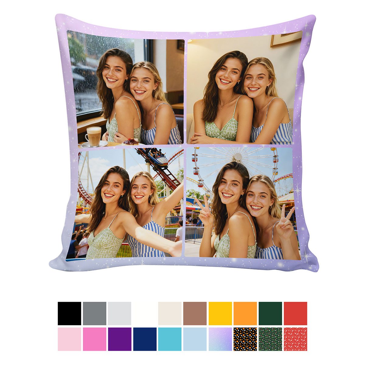 Personalized 4 Photos Throw Pillow