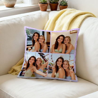 Personalized 4 Photos Throw Pillow on the sofa