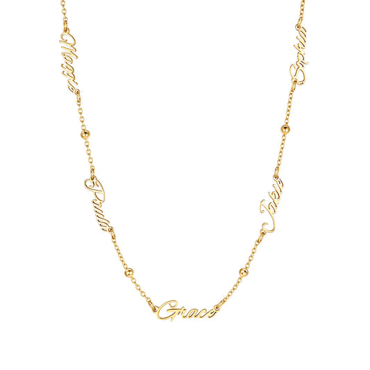 Personalized 5 Nameplate Necklace Gold Plated