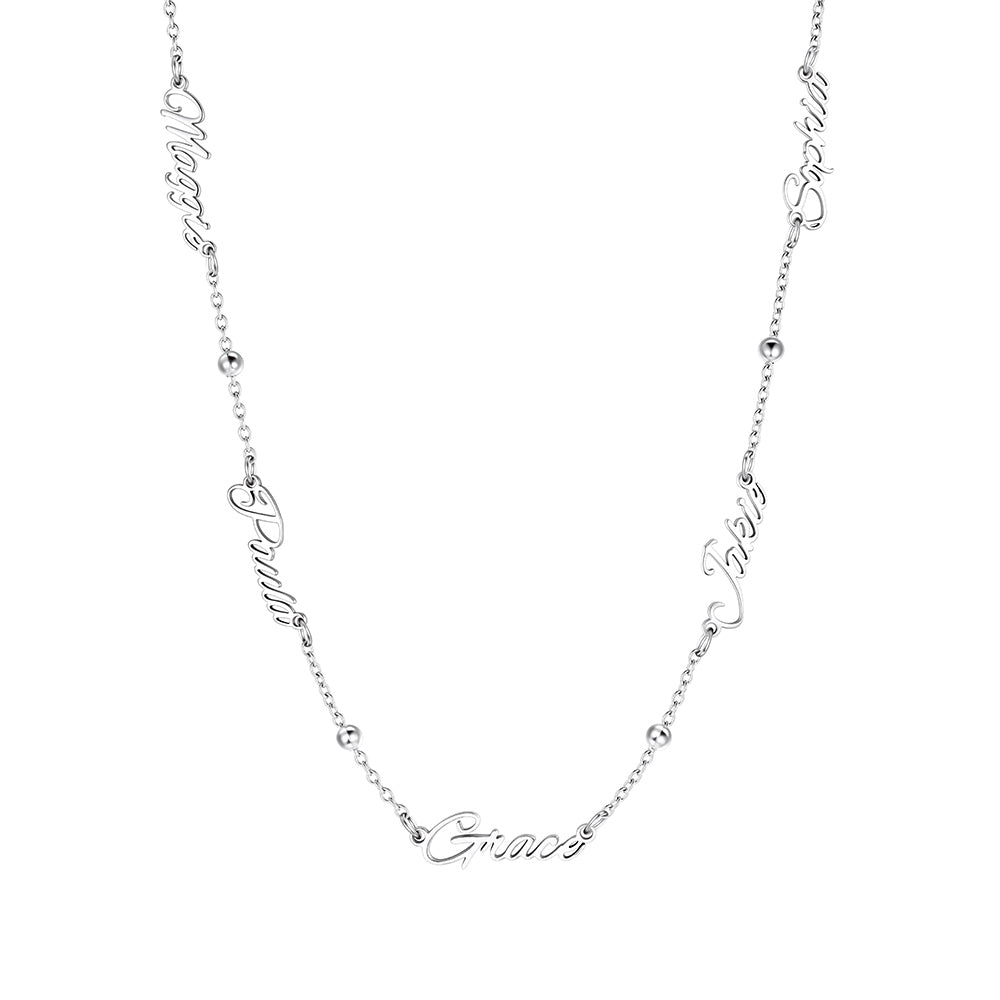 Personalized 5 Nameplate Necklace Steel