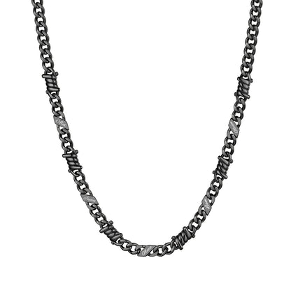 Personalized 5 Names Barbed Wire Cuban Link Necklace 5mm