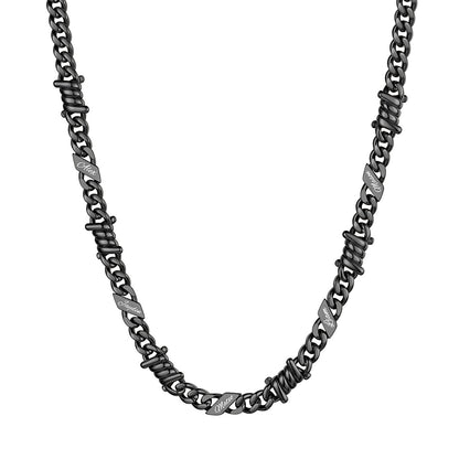 Personalized 5 Names Barbed Wire Cuban Link Necklace 7mm