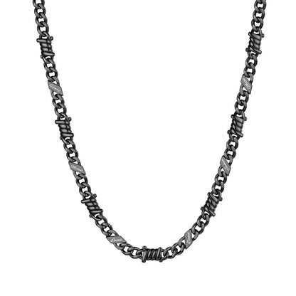 Personalized 6 Names Barbed Wire Cuban Link Necklace 5mm
