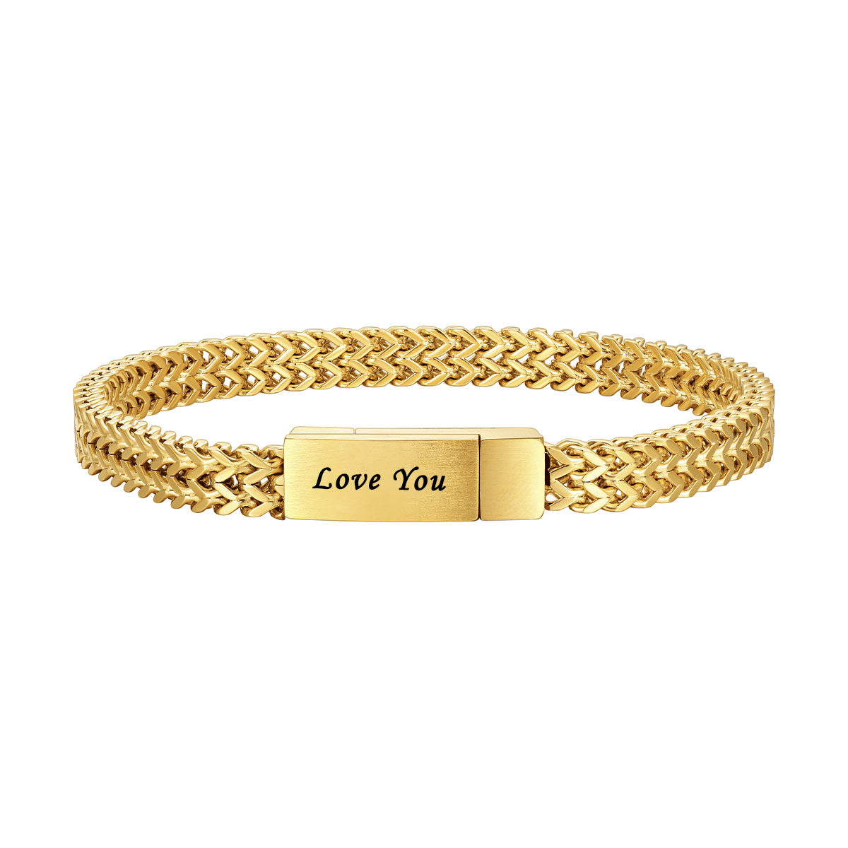 Personalized 6mm Franco Curb Chain Bracelet Gold Plated