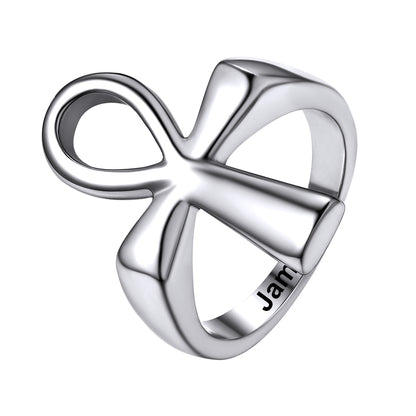 Personalized Ankh Cross Ring for Men Women