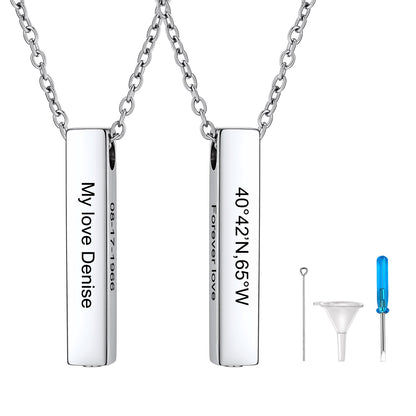 Personalized Bar Urn Necklaces for Ashes