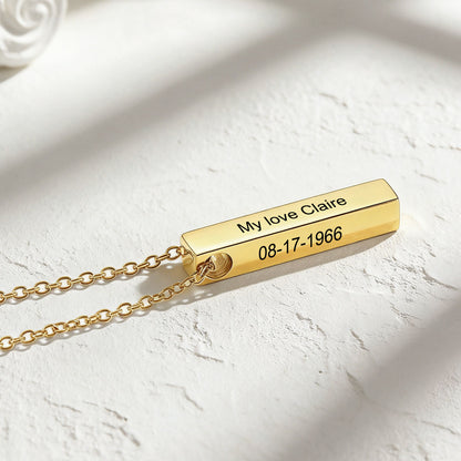 Personalized Bar Urn Necklaces for Ashes in Gold Plated