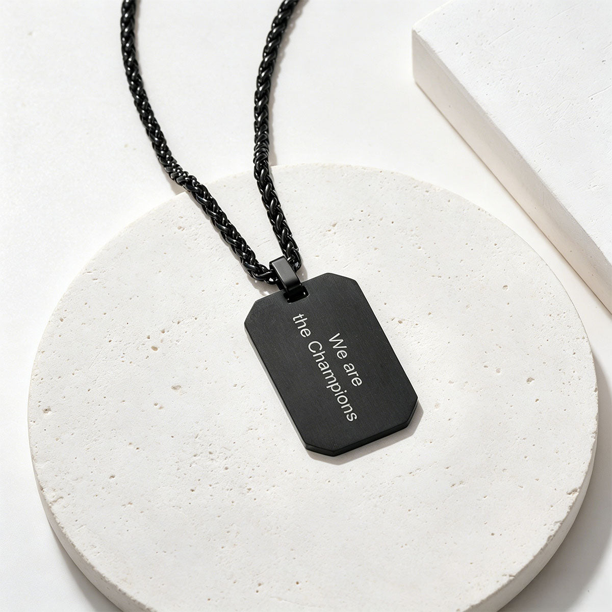 Personalized Baseball Dog Tag Necklaces with Number Black