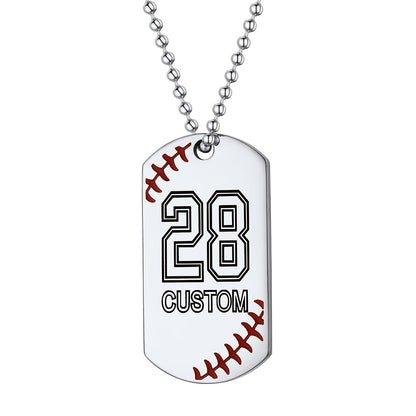 Personalized Baseball Number Dog Tag Necklaces