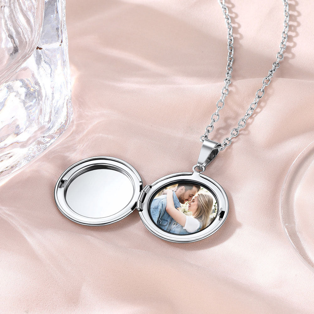 Personalized Birth Month Flower Picture Locket Necklace