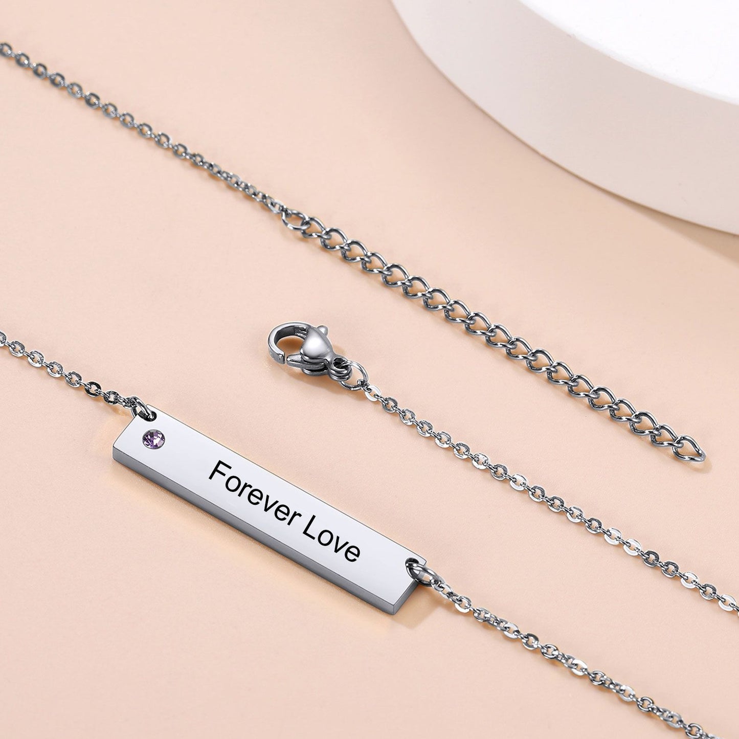 Personalized Birthstone Bar Necklace for Women