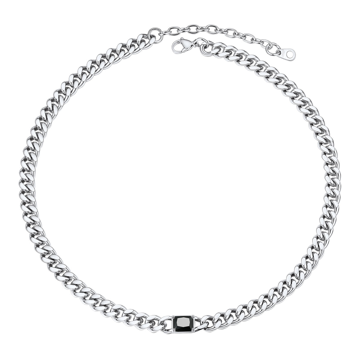 Personalized Birthstone Cuban Link Choker Necklace in stainless steel
