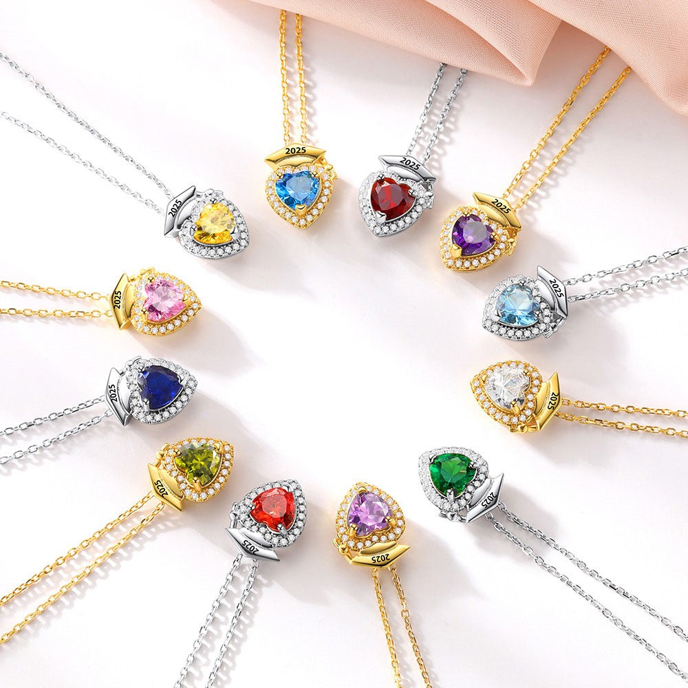 Personalized Birthstone Graduation Necklace for women