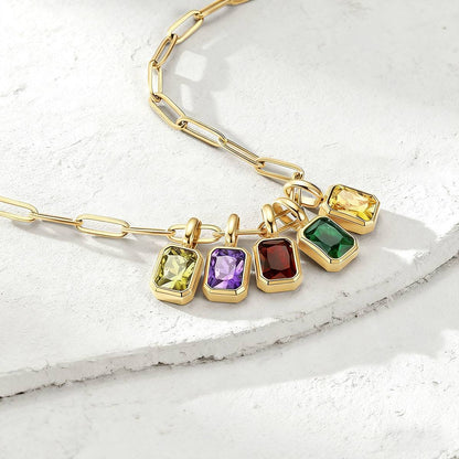 Personalized Birthstone Paperclip Chain Necklace