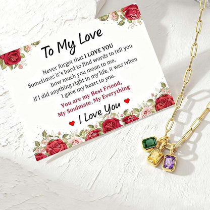 Personalized Birthstone Paperclip Chain Necklace for Women