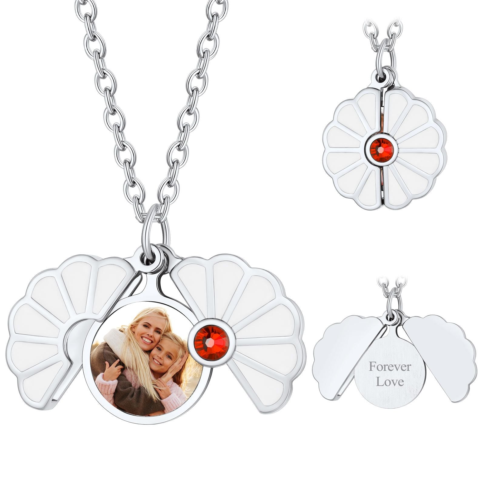 Personalized Birthstone Sunflower Locket Necklace with Photo