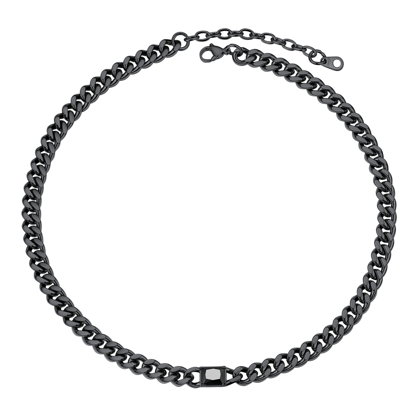 Personalized Black Cuban Link Choker Necklace  Black plated