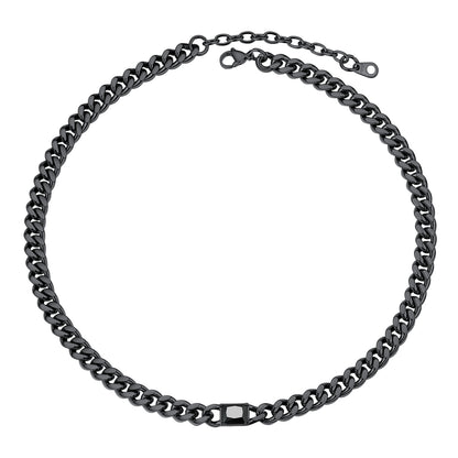 Personalized Black Cuban Link Choker Necklace  Black plated