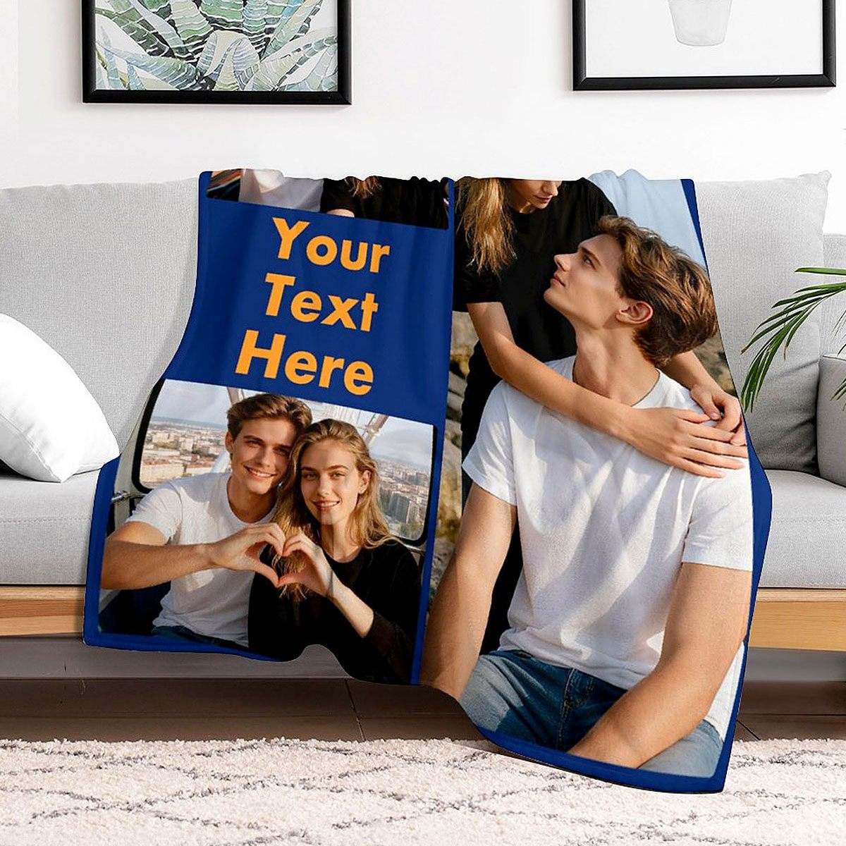 Personalized Blanket with 3 Photos and Text