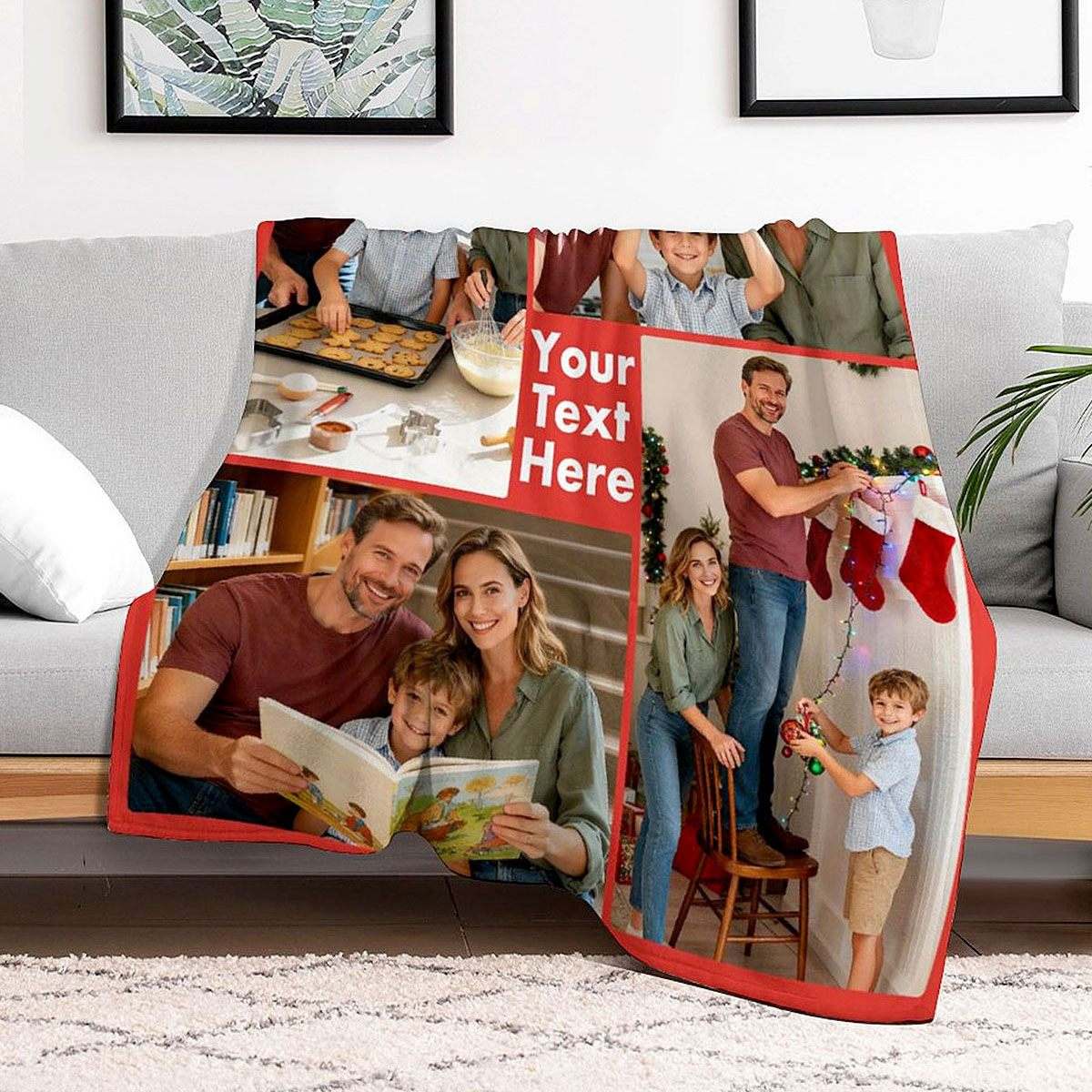 Personalized Blanket with 4 Photos and Text