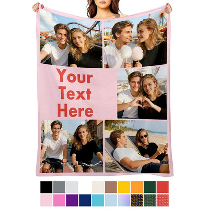 Personalized Blanket with 5 Photos and Text