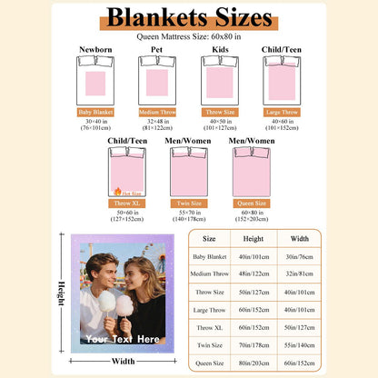 Personalized Blanket with Photo and Text Dimension, Hypoallergenic
