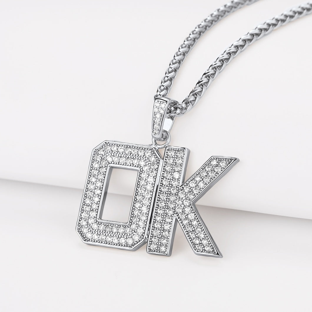Personalized Bling Cubic Zirconia Initial Necklace 