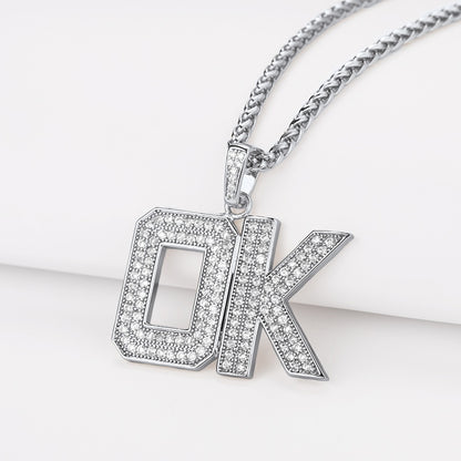 Personalized Bling Cubic Zirconia Initial Necklace 