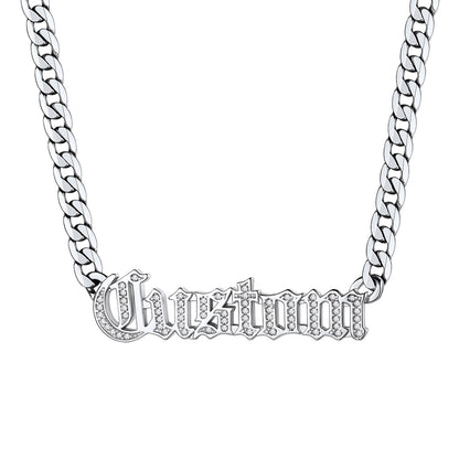 Personalized CZ Nameplated Cuban Chain Necklace 4MM