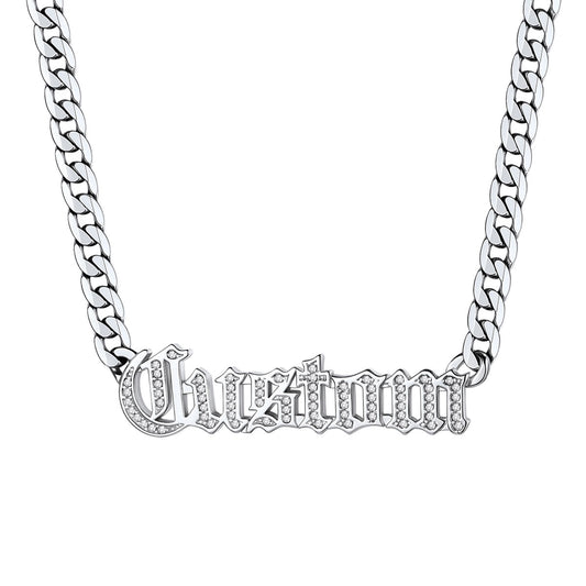 Personalized CZ Nameplated Cuban Chain Necklace 4MM