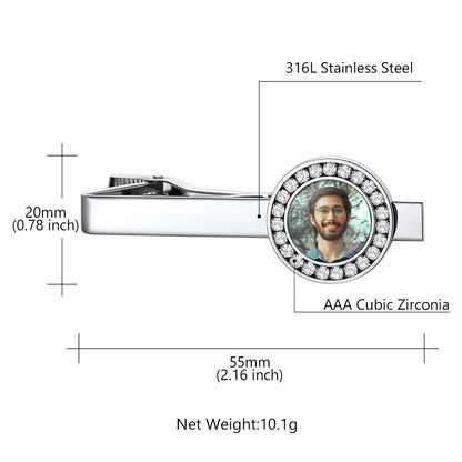 Personalized CZ Picture Tie Clip: Dimension, Durable, Solid