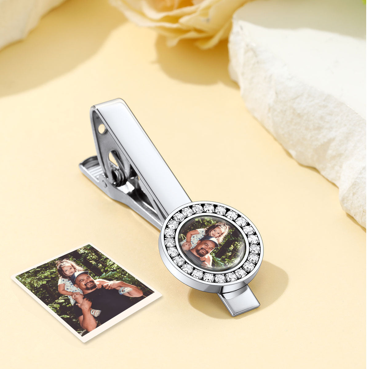 Personalized CZ Picture Tie Clip with custom photo