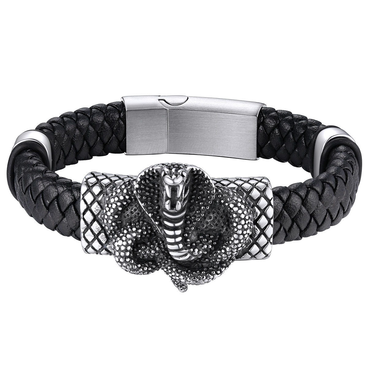 Personalized Cobra Leather Braided Bracelet