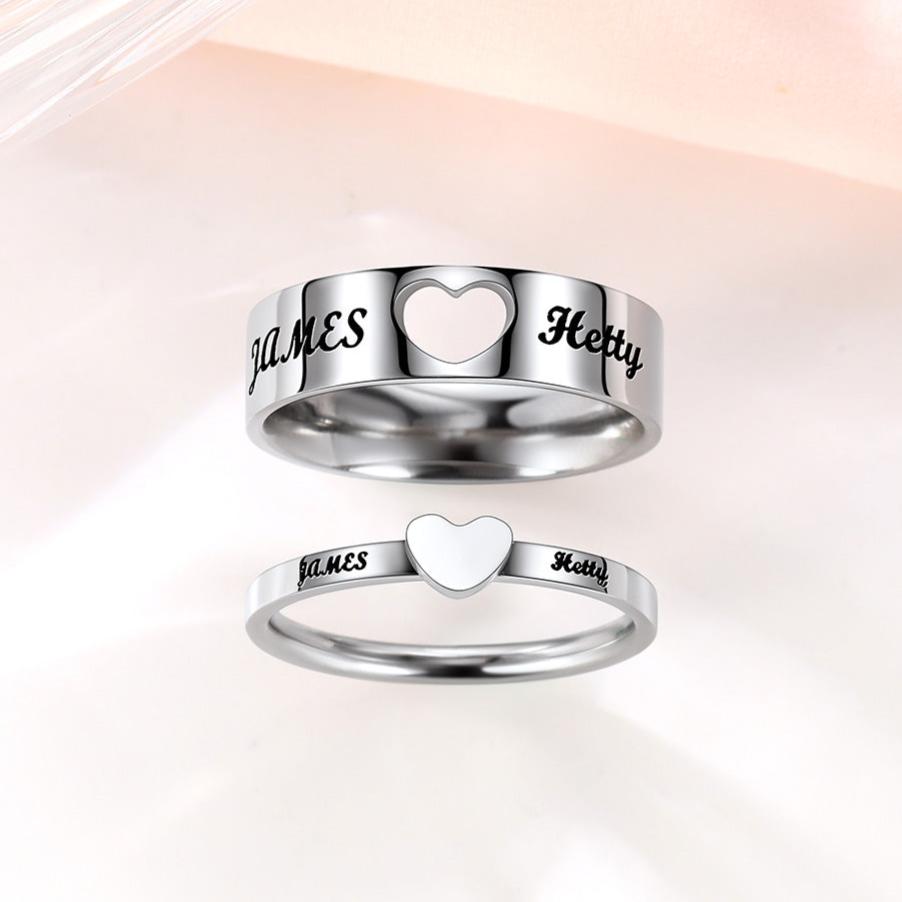 Personalized Couple ring custom name silver