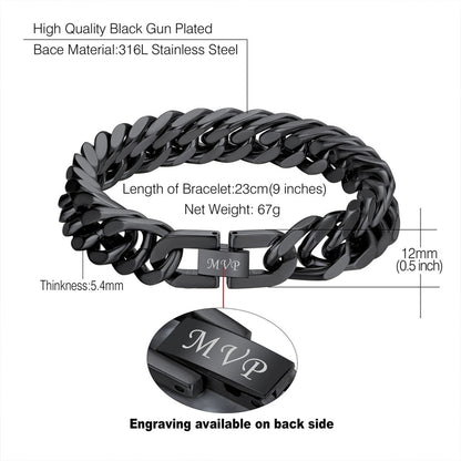 Personalized Cuban Chain Bracelet: Dimension, Durable, Solid