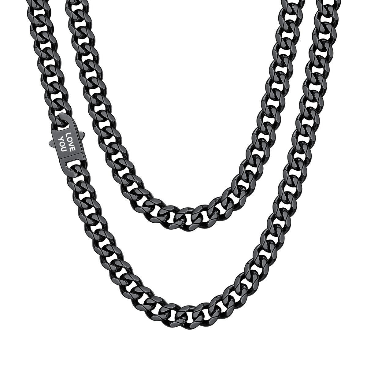 Personalized Cuban Chain Necklace 9mm in Black Plated