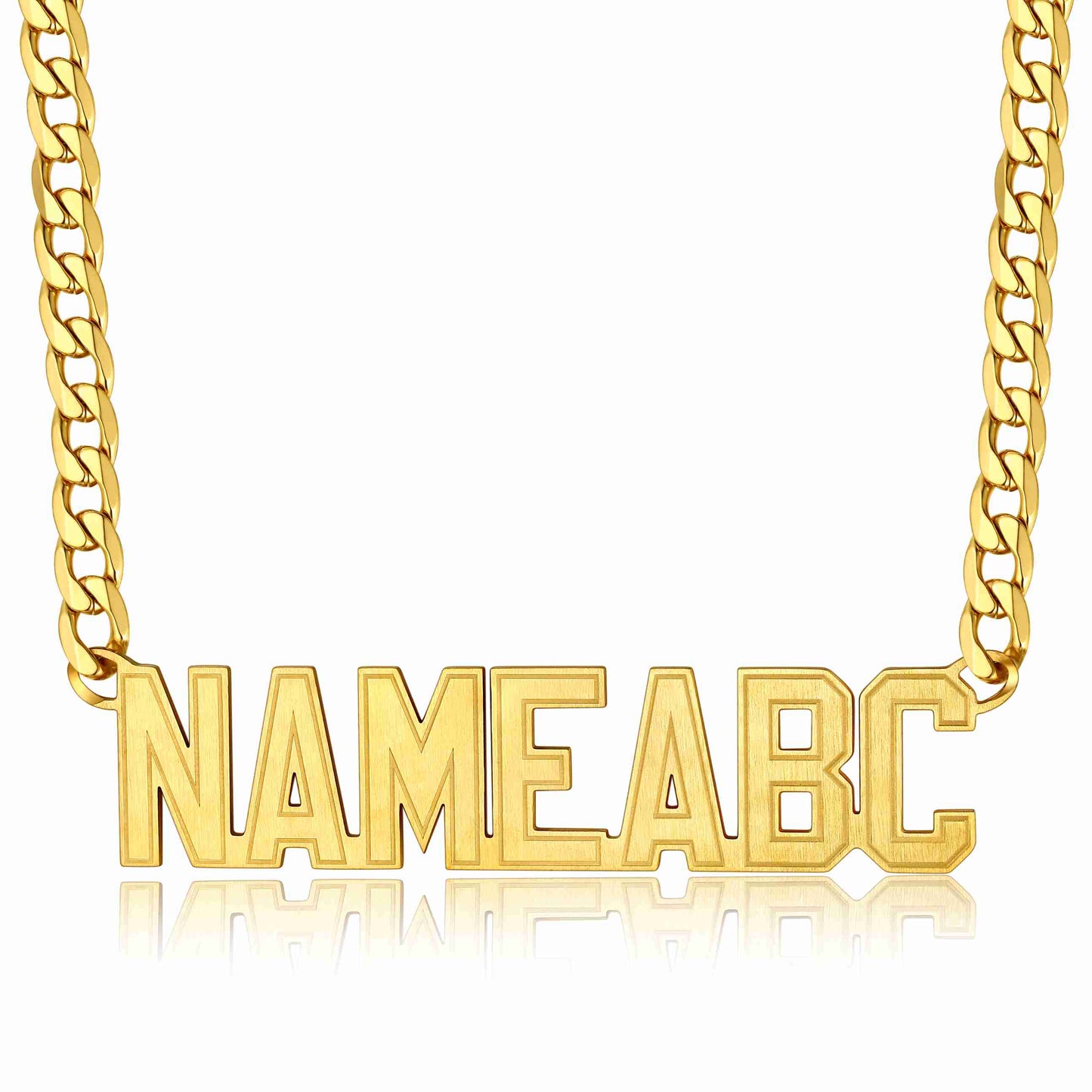 Personalized Cuban Link Name Plate Necklace Gold Plated