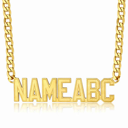 Personalized Cuban Link Name Plate Necklace Gold Plated