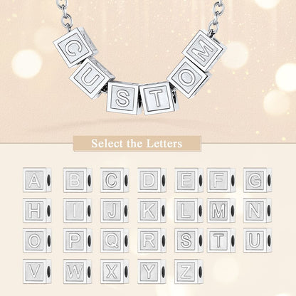 Personalized Cube Bead Initial Necklace initial detail